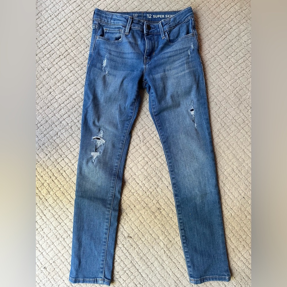 GAP Kids Medium Wash Vintage Distressed Skinny Jeans